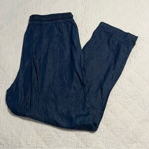 Basic Editions wide leg chambray drawstring pants